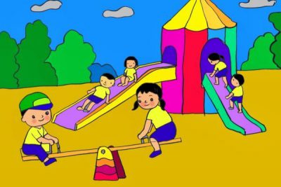 Hướng dẫn trẻ vẽ đồ chơi trên sân trường